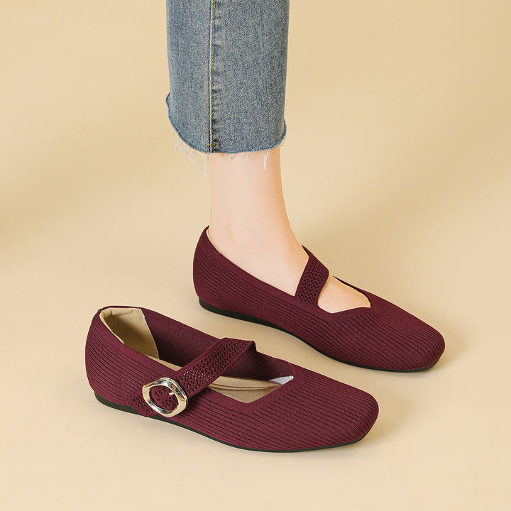 Genevre | Women's Mary Jane Orthopedic Flats with Buckle Strap Detail