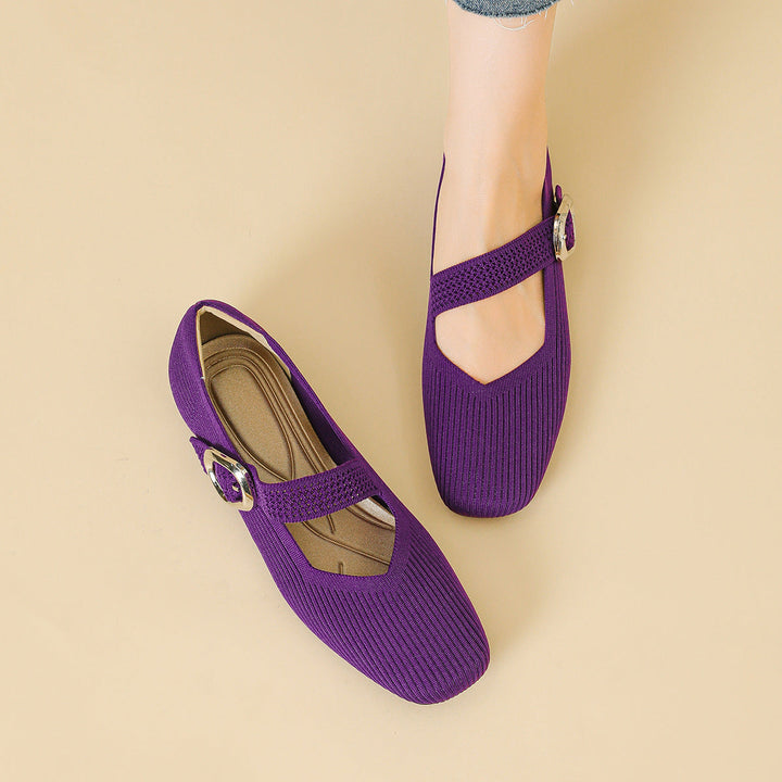 Genevre | Women's Mary Jane Orthopedic Flats with Buckle Strap Detail