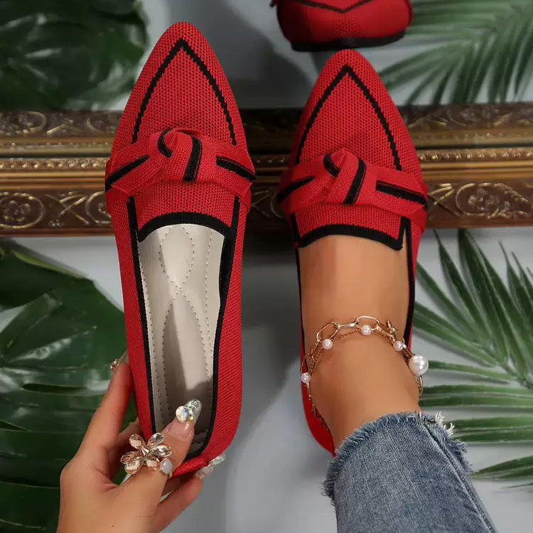 Isadora | Women's Pointed Toe Orthopedic Flats with Bow Knot Detail