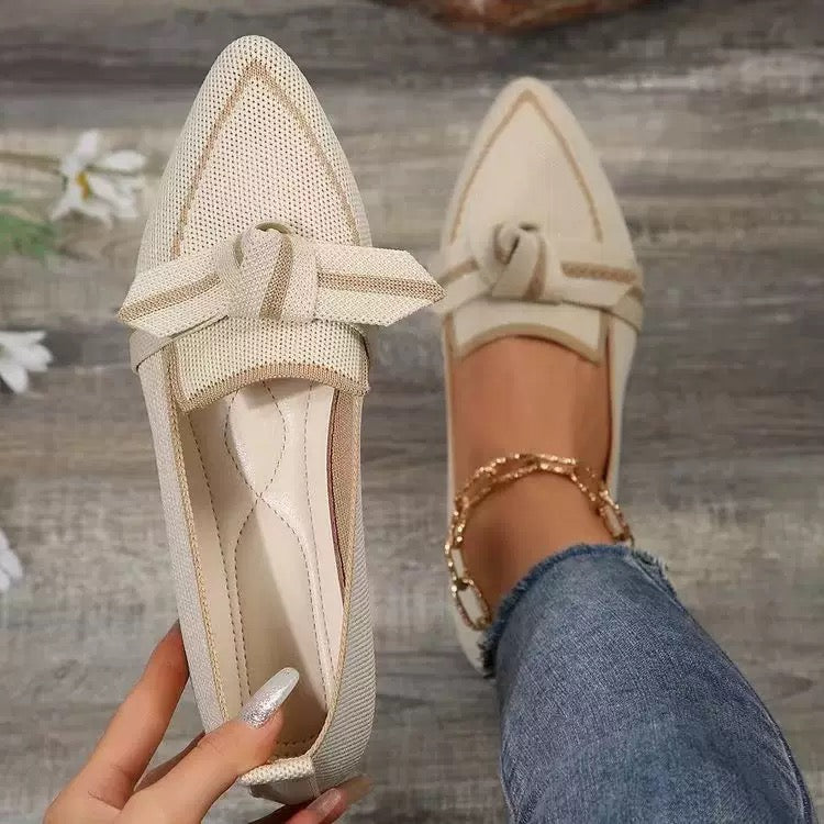 Isadora | Women's Pointed Toe Orthopedic Flats with Bow Knot Detail