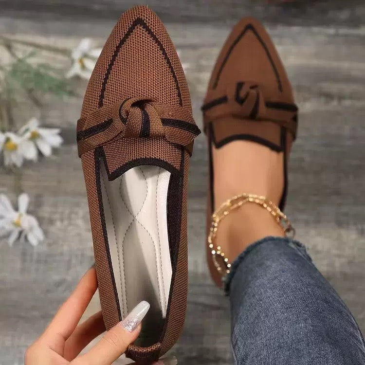 Isadora | Women's Pointed Toe Orthopedic Flats with Bow Knot Detail