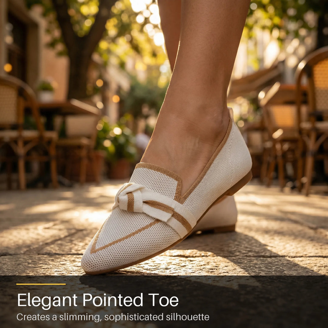 Isadora | Women's Pointed Toe Orthopedic Flats with Bow Knot Detail