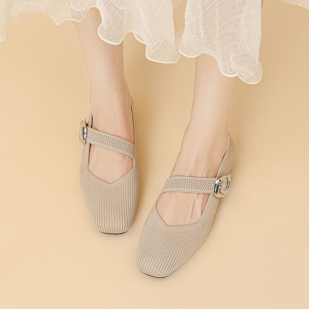 Genevre | Women's Mary Jane Orthopedic Flats with Buckle Strap Detail