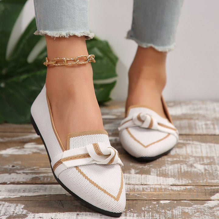 Isadora | Women's Pointed Toe Orthopedic Flats with Bow Knot Detail