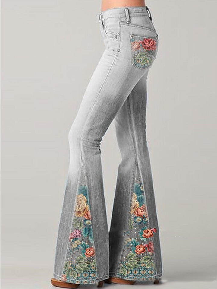 Anouk | Women's Jeans Embroidered Flare Boho Denim