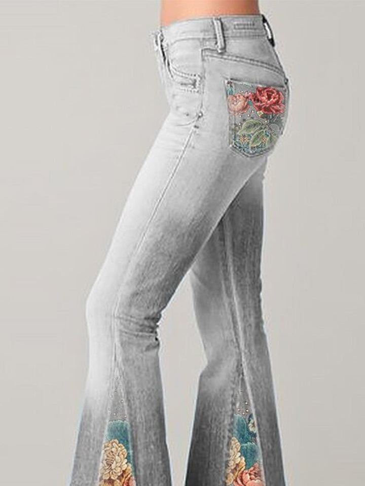 Anouk | Women's Jeans Embroidered Flare Boho Denim