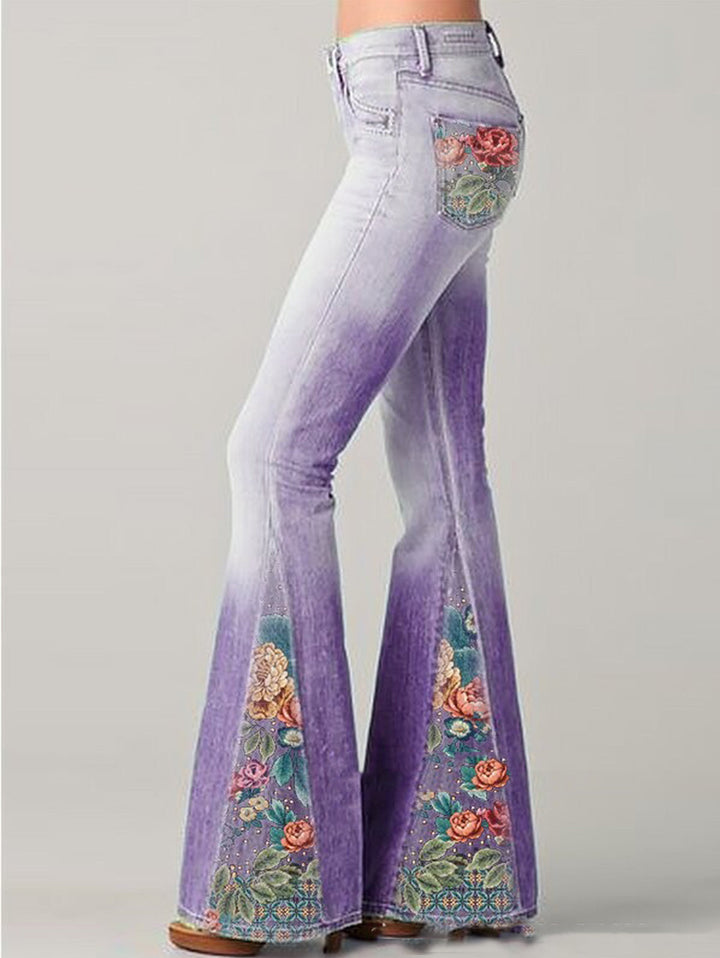 Anouk | Women's Jeans Embroidered Flare Boho Denim