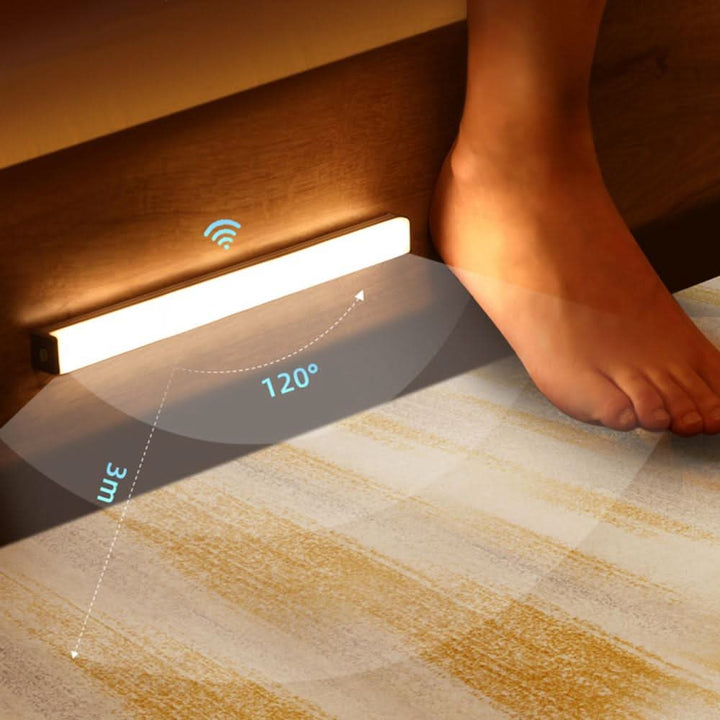 LED Motion Sensor Light Bar – Wireless Under Cabinet &amp; Closet Light, Night Light, Warm or Cool White, USB, 8–20 in