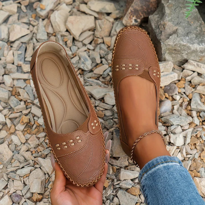 Briella | Perforated Slip-On Orthopedic Flats with Contoured Footbed
