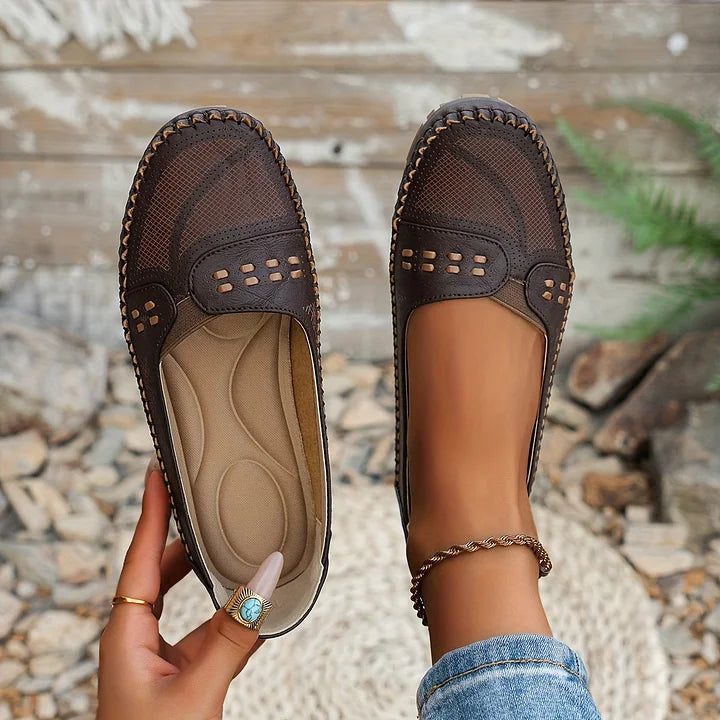 Briella | Perforated Slip-On Orthopedic Flats with Contoured Footbed