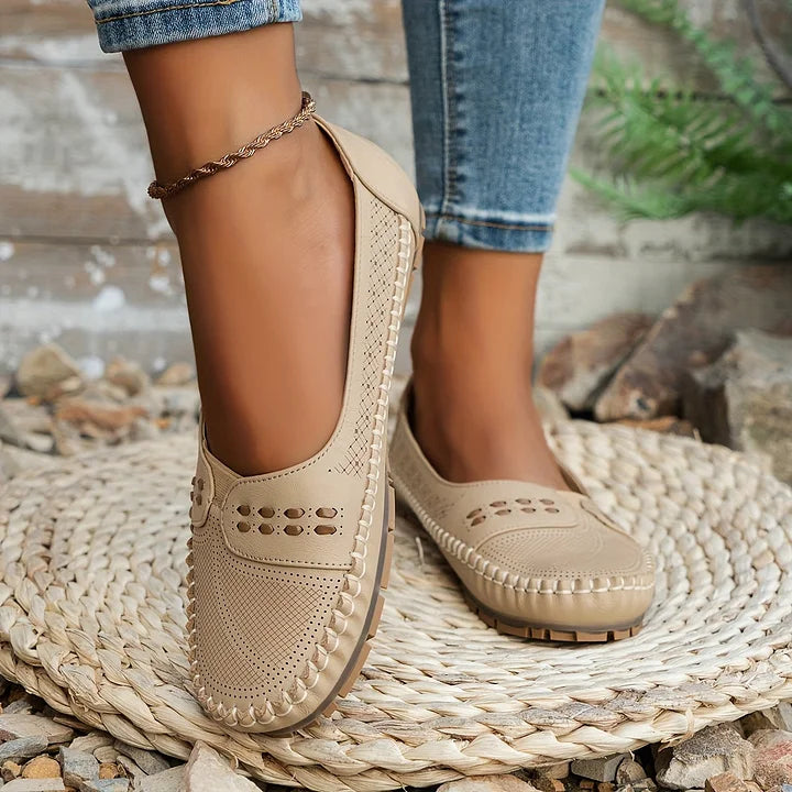 Briella | Perforated Slip-On Orthopedic Flats with Contoured Footbed