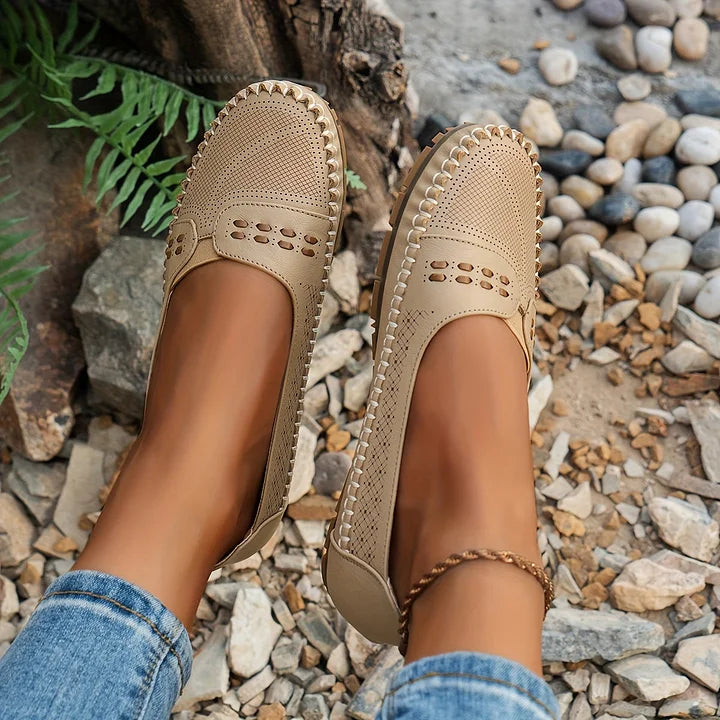Briella | Perforated Slip-On Orthopedic Flats with Contoured Footbed