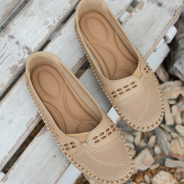 Briella | Perforated Slip-On Orthopedic Flats with Contoured Footbed