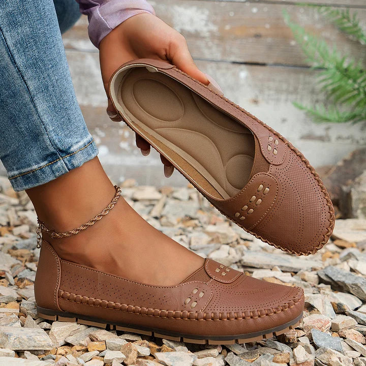 Briella | Perforated Slip-On Orthopedic Flats with Contoured Footbed