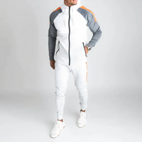 Men's Athletic Hooded Tracksuit Zip Jacket Tapered Joggers Cotton