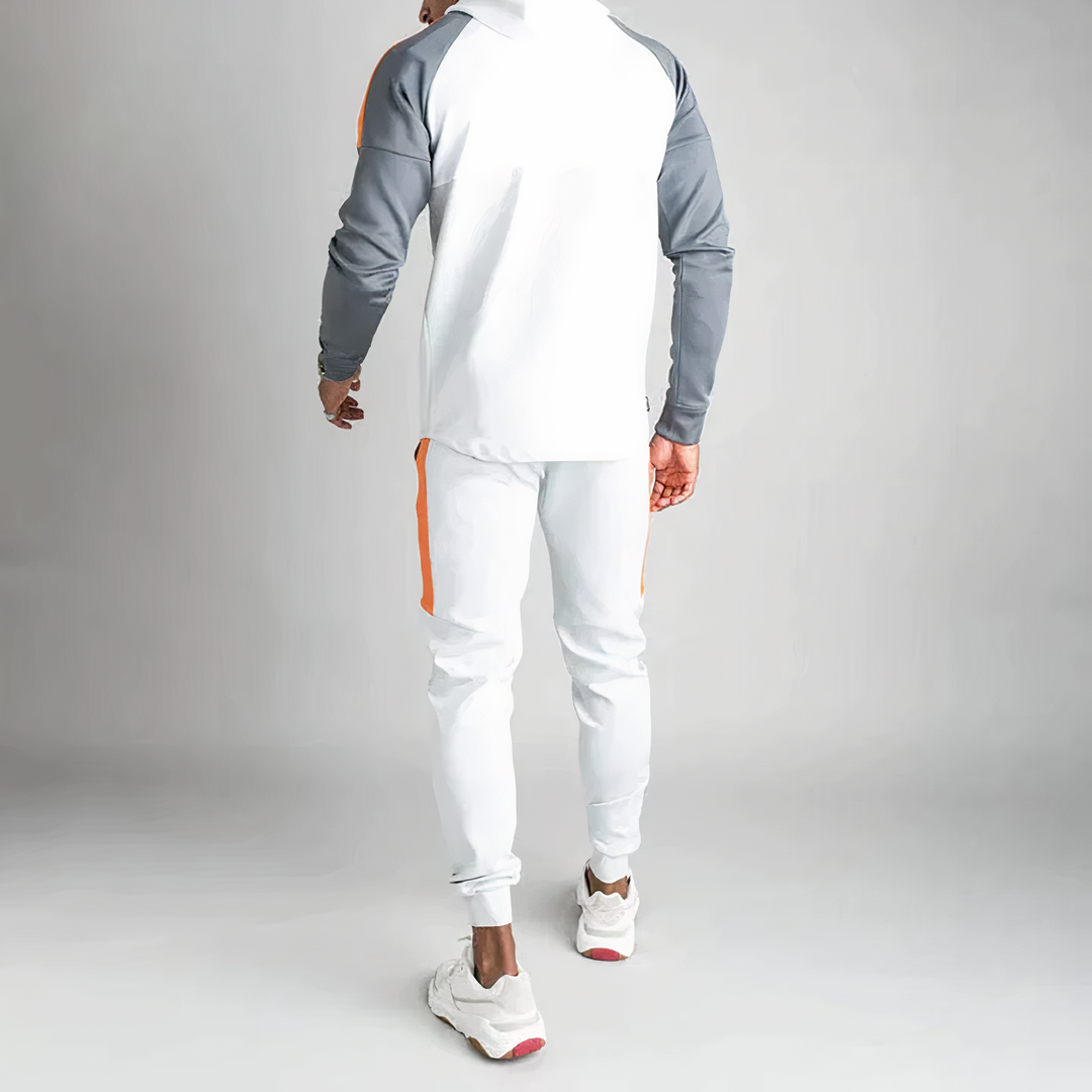 Men's Athletic Hooded Tracksuit Zip Jacket Tapered Joggers Cotton 1
