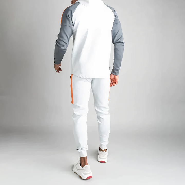 Men's Athletic Hooded Tracksuit Zip Jacket Tapered Joggers Cotton 1