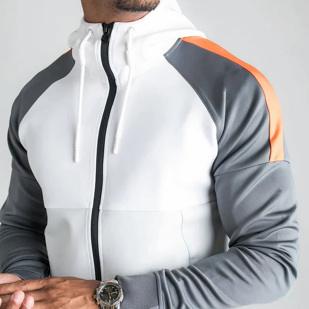 Men's Athletic Hooded Tracksuit Zip Jacket Tapered Joggers Cotton 2