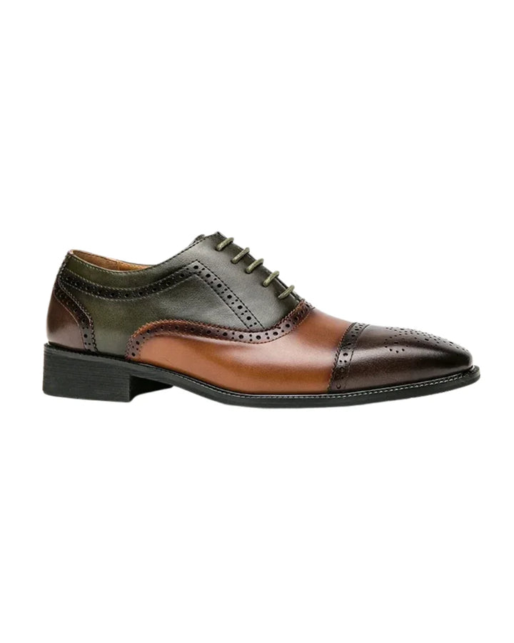 Men's Oxford Shoes Cap Toe Perforated Leather Dress Shoes 2