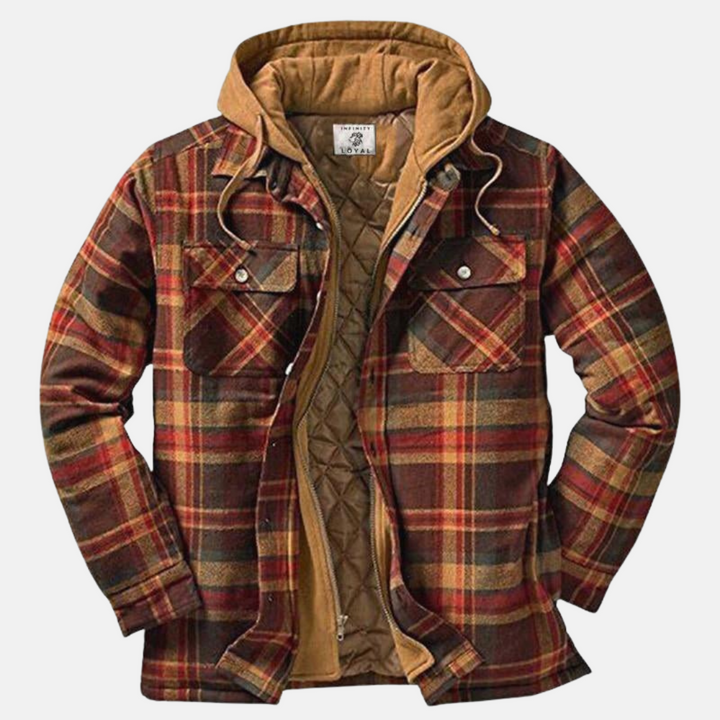 Men's Casual Checked Button Jacket Warm Winter Coat 0