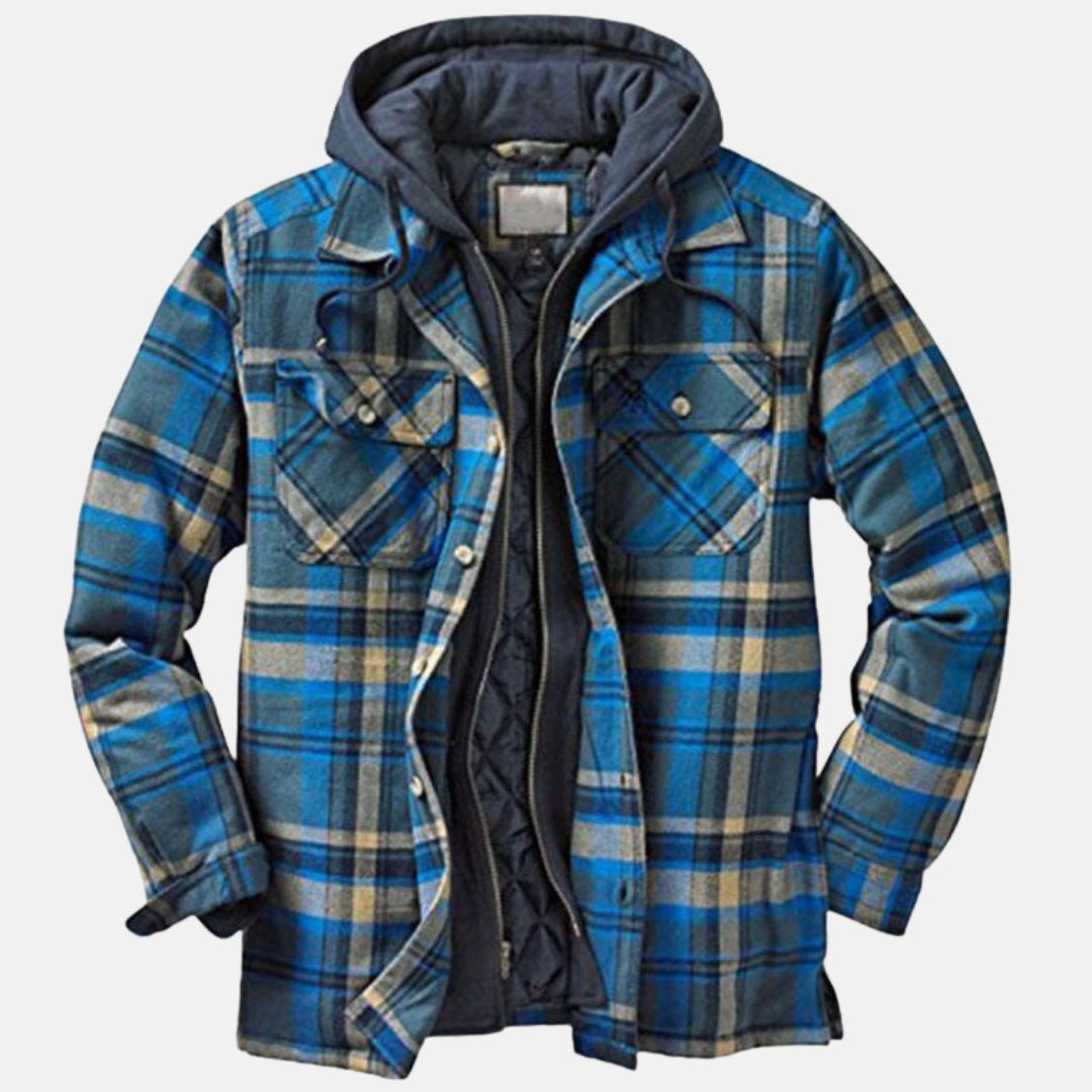 Men's Casual Checked Button Jacket Warm Winter Coat 11