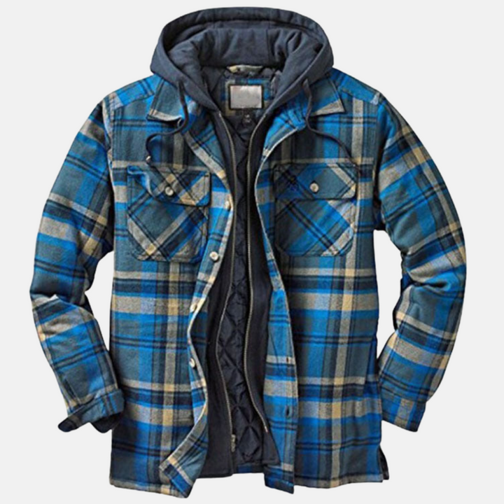 Men's Casual Checked Button Jacket Warm Winter Coat 11