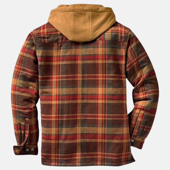 Men's Casual Checked Button Jacket Warm Winter Coat 3
