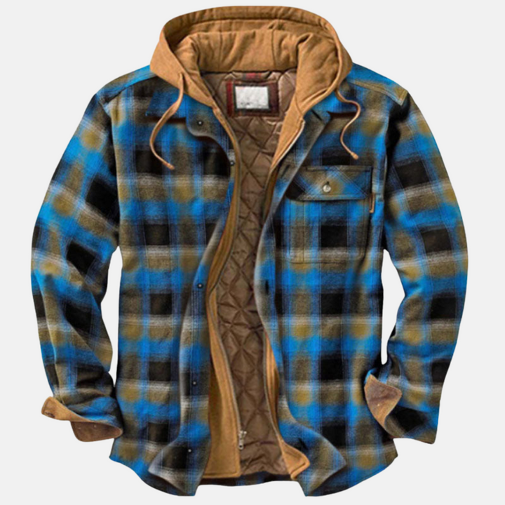 Men's Casual Checked Button Jacket Warm Winter Coat 4