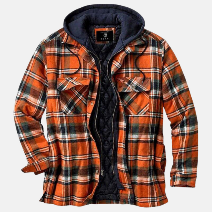 Men's Casual Checked Button Jacket Warm Winter Coat 5