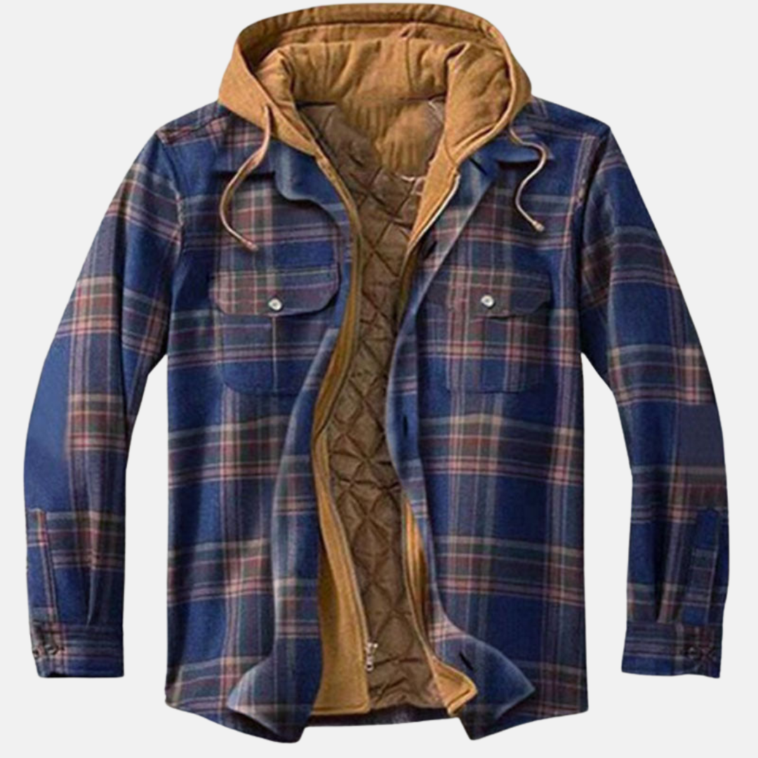 Men's Casual Checked Button Jacket Warm Winter Coat 6