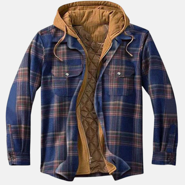 Men's Casual Checked Button Jacket Warm Winter Coat 6