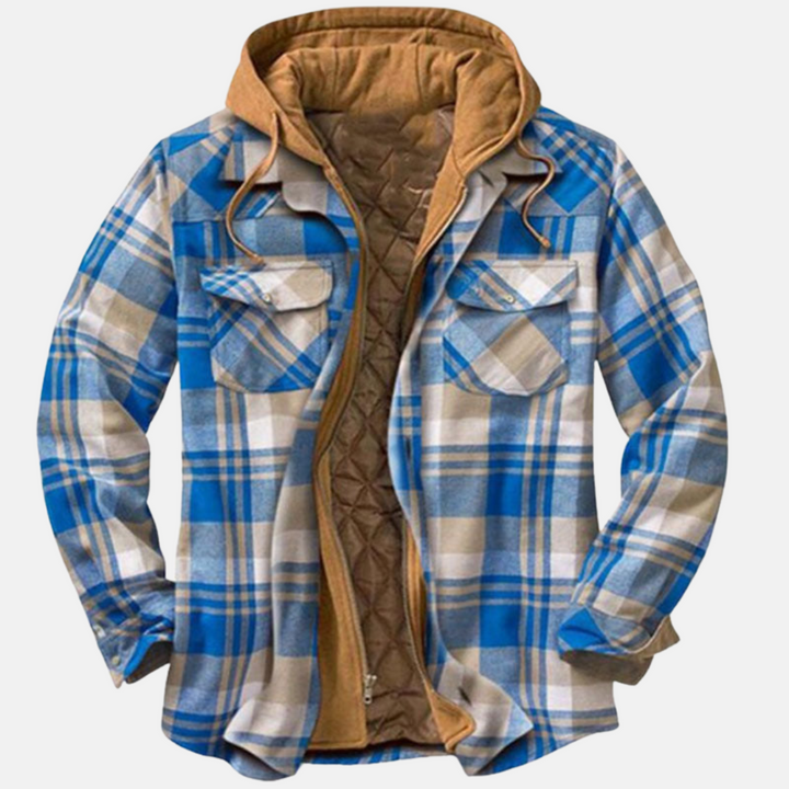 Men's Casual Checked Button Jacket Warm Winter Coat 7