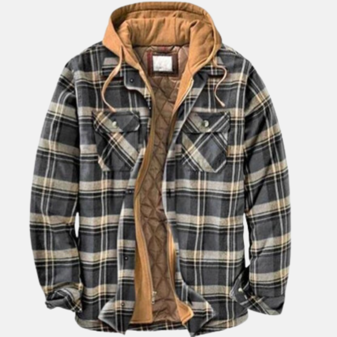 Men's Casual Checked Button Jacket Warm Winter Coat 9