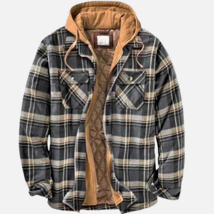 Men's Casual Checked Button Jacket Warm Winter Coat 9