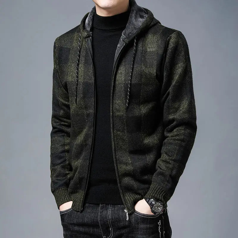 Men's Casual Checkered Zip Hoodie Flannel Warm Layering 10