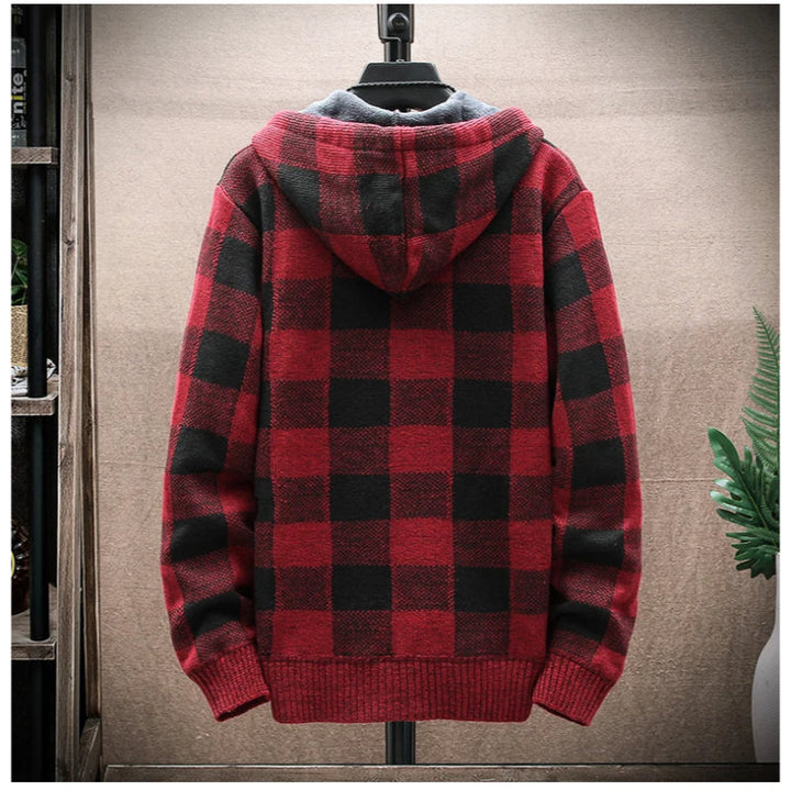 Men's Casual Checkered Zip Hoodie Flannel Warm Layering 3