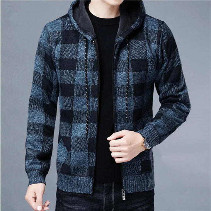 Men's Casual Checkered Zip Hoodie Flannel Warm Layering 5