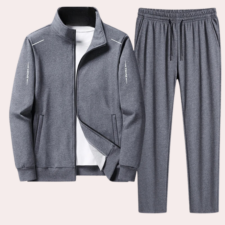 Men's Casual Full Zip Stand Collar Tracksuit Joggers Polyester 0