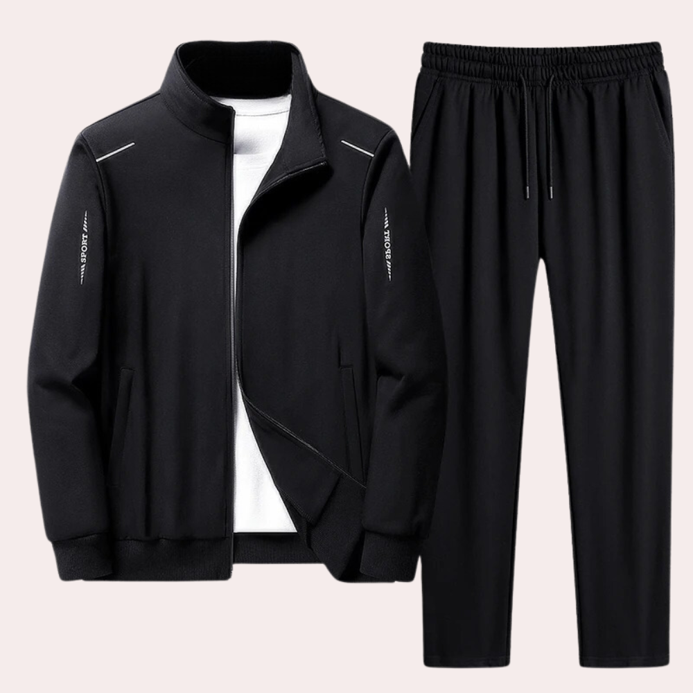 Men's Casual Full Zip Stand Collar Tracksuit Joggers Polyester 1