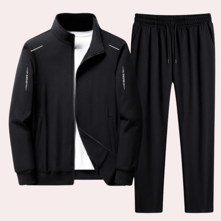 Men's Casual Full Zip Stand Collar Tracksuit Joggers Polyester 1