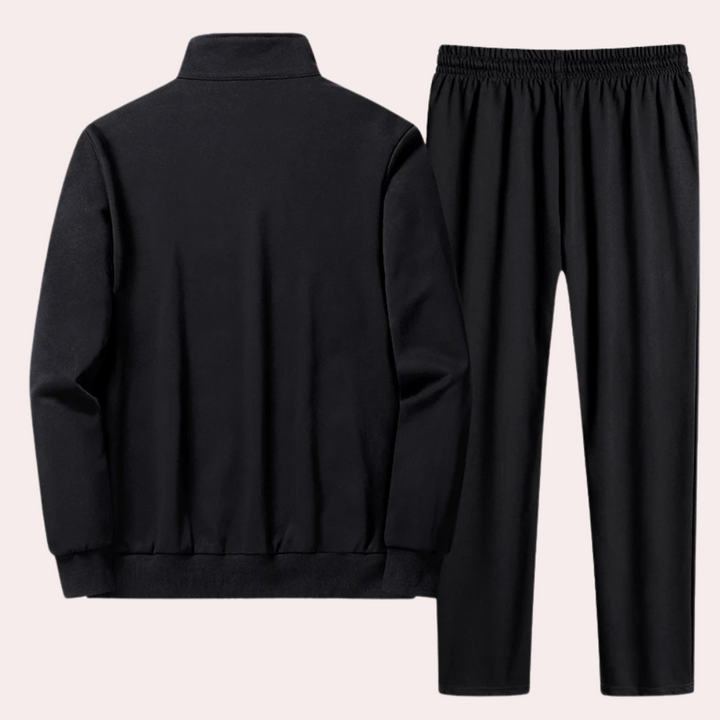 Men's Casual Full Zip Stand Collar Tracksuit Joggers Polyester 3