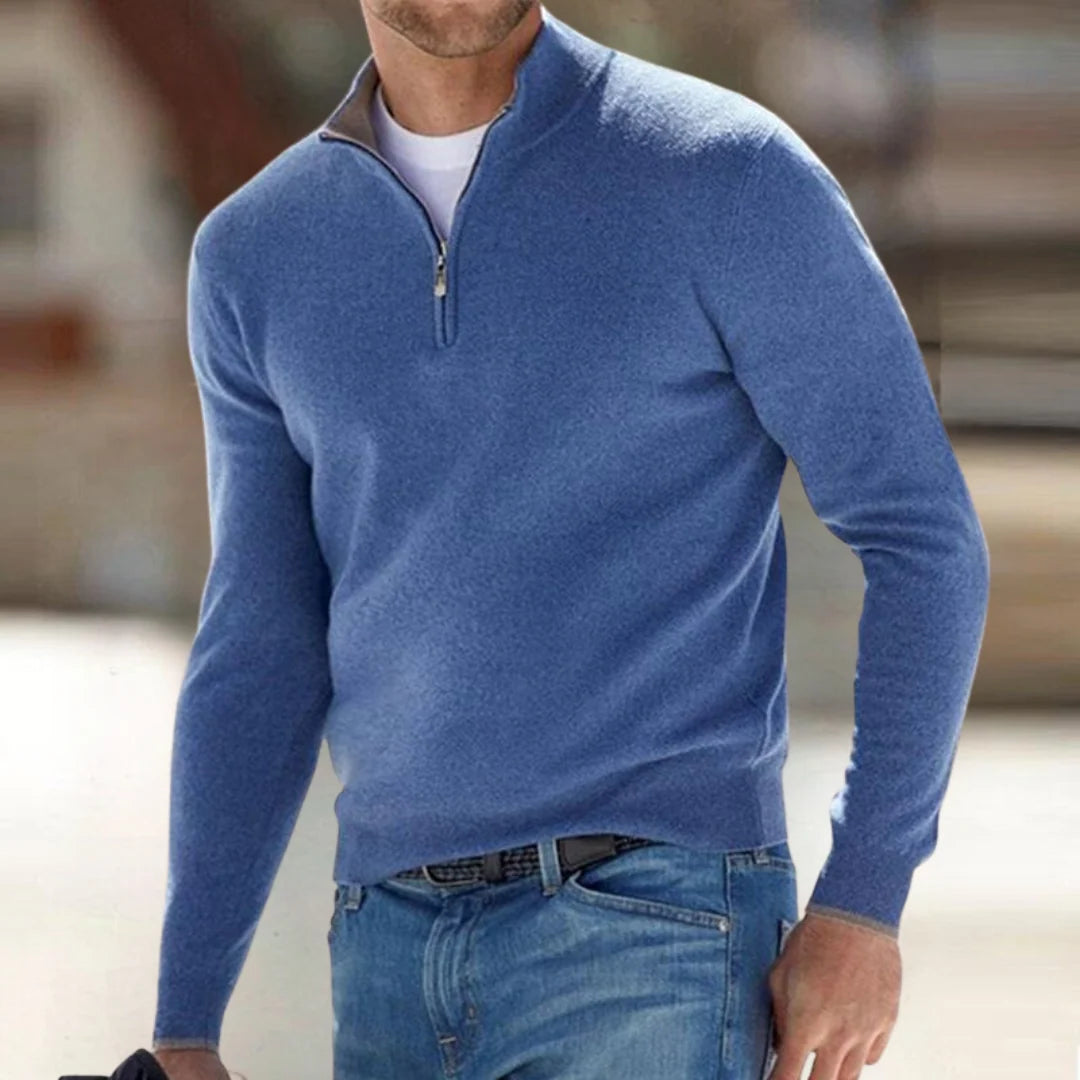 Mens Half Zip Jumper Knit Pullover Lightweight Layering 3