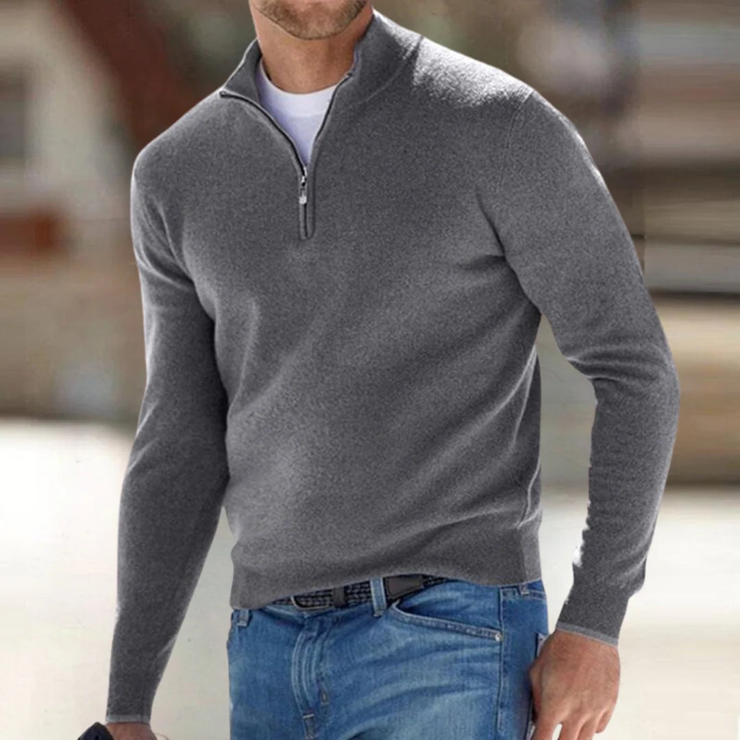 Mens Half Zip Jumper Knit Pullover Lightweight Layering 6