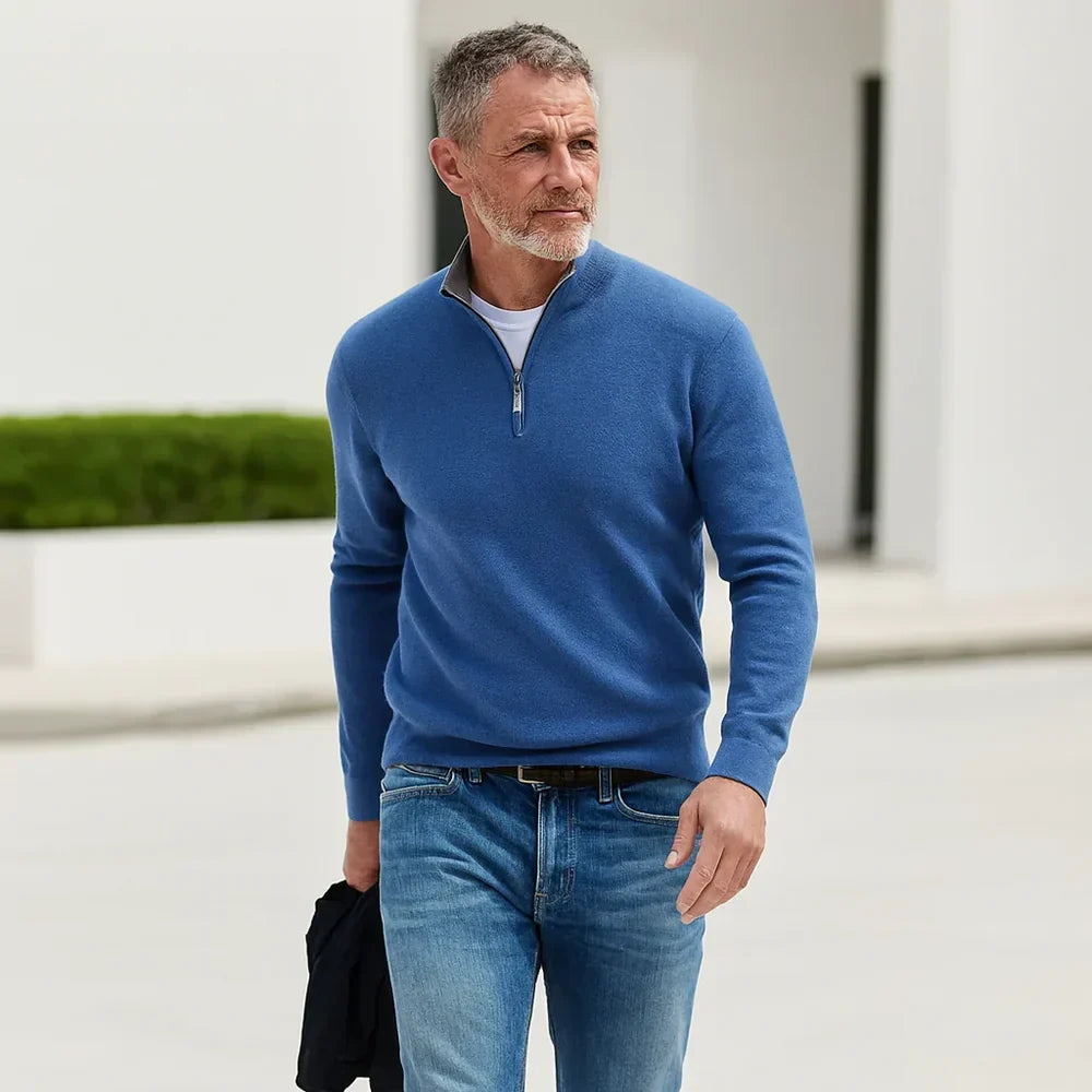 Mens Half Zip Jumper Knit Pullover Lightweight Layering 7
