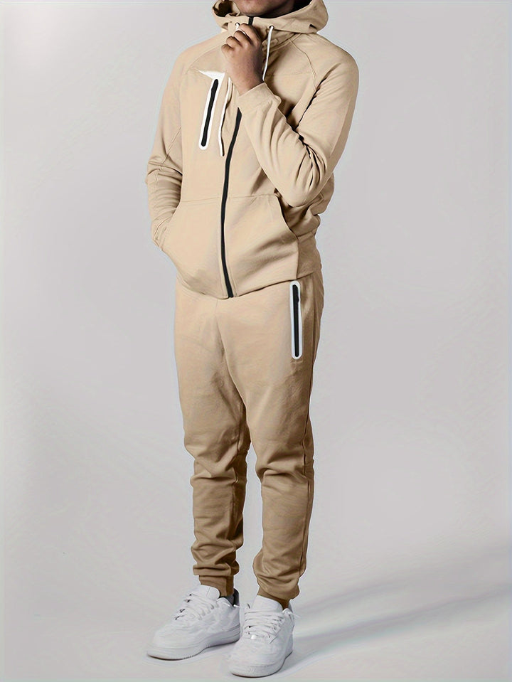 Men's Casual Hooded Tracksuit Set Lightweight Polyester 1