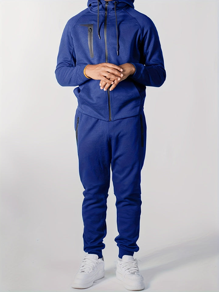 Men's Casual Hooded Tracksuit Set Lightweight Polyester 4