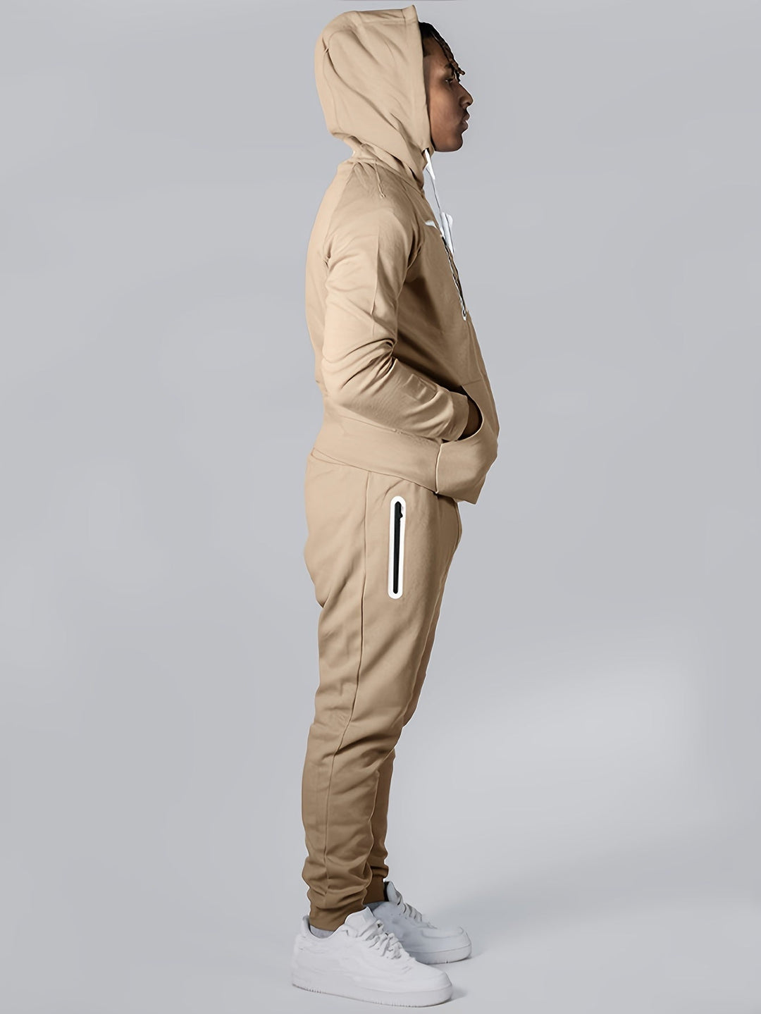 Men's Casual Hooded Tracksuit Set Lightweight Polyester 7