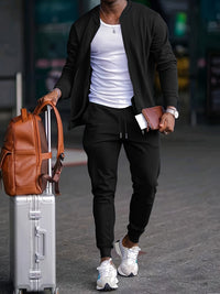 Men's Casual Lightweight Zip Bomber Jacket Tracksuit Joggers