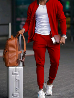 Men's Casual Lightweight Zip Bomber Jacket Tracksuit Joggers 3