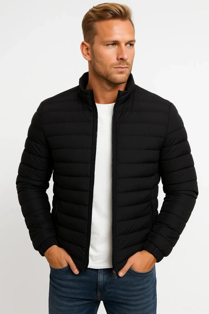 Men's Casual Puffer Jacket Zip-Up Elastic Cuffs 3